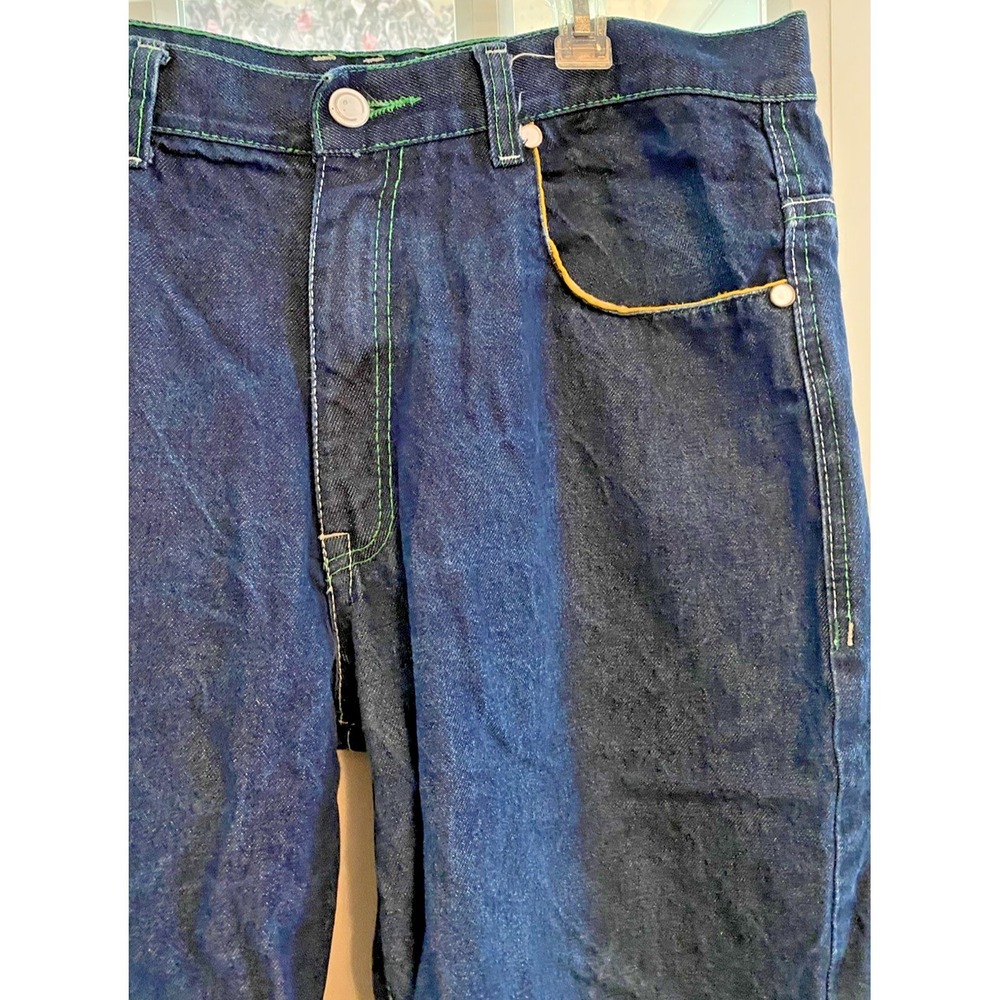 Y2K Coogi Jean Shorts Mens 38 Denim Dragon Embroidered Logo Colorful Baggy - Picture 3 of 9